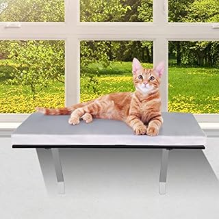 Myiosus Cat Window Bed Hammock, Adjustable Cat Window Perch Seat with Washable Cover, Space Saving & Safety Mounted Kitten Bed, Window Cat Shelf for Indoor Cats Holds Up to 35lbs