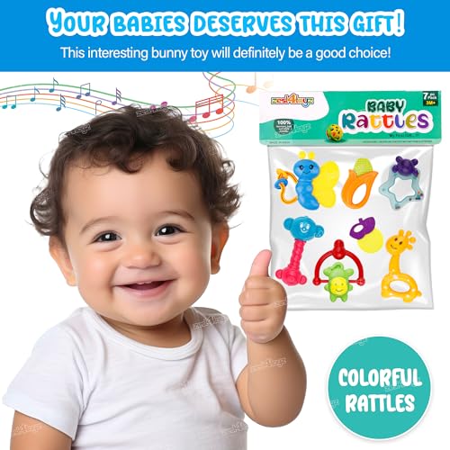 Image of Zest 4 Toyz Baby Rattle Toy, 6-12 Months Rattles and Teether for Babies Lovely Attractive Non Toxic Rattles for Kids (Pack of 7)