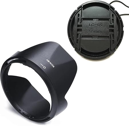 SUPERNIC Lens Hood Shade Compatible with HB-N106 Nikon AF-P(Not for AF-S) DX Nikkor 18-55mm f/3.5-5.6G VR,55mm Digital Tulip Flower Lens Hood + 55mm Lens Cap