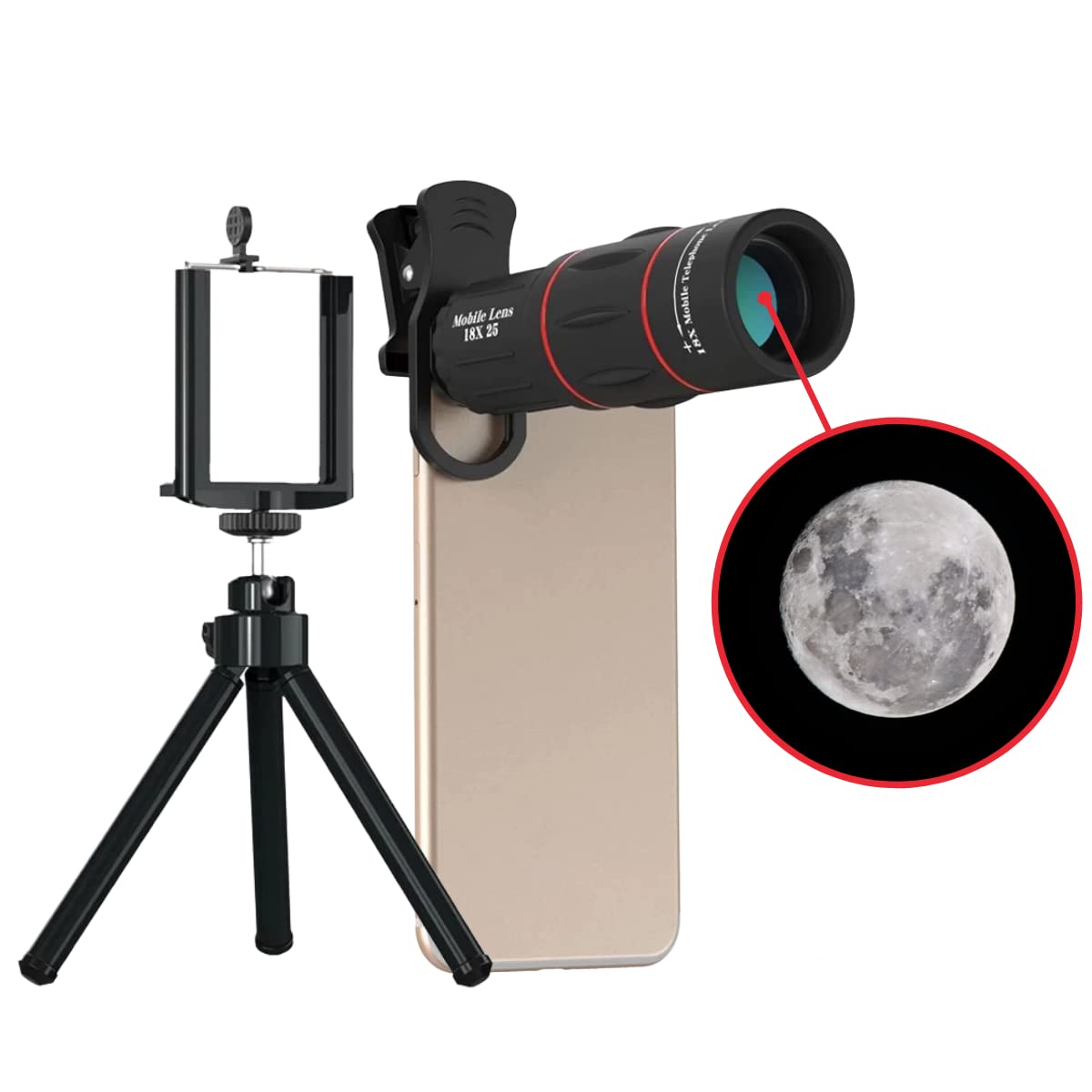Telescópio para Celular APEXEL Lente 18x Zoom + Suporte Tripe