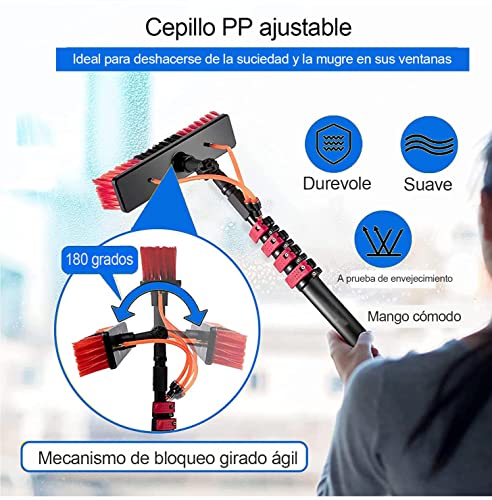 Kit de limpieza de paneles solares con cepillo extensible regulable de 3,6 a 10,8 m 4
