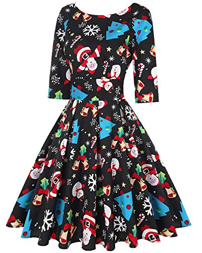 Image of MINTLIMIT Women's 1950s Retro Vintage Cocktail Party 3 /4 Sleeve Swing Dress