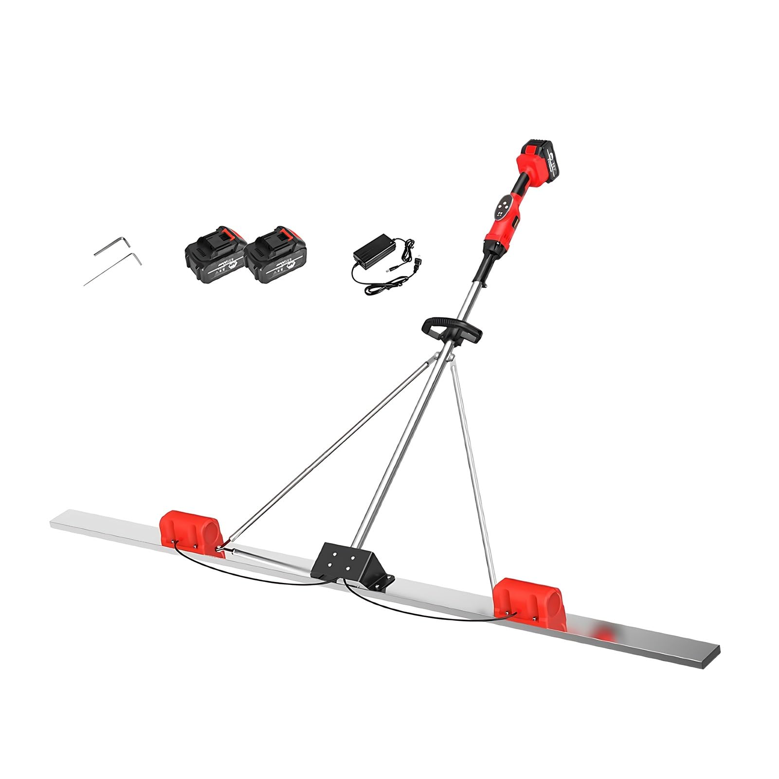 Concrete Surface Finishing Tool, Cordless Power Screed with Dual Motor Configuration, 48V Battery System, Adjustable Vibration Frequency for Slabs Foundations and Concrete Flooring(1.8M)