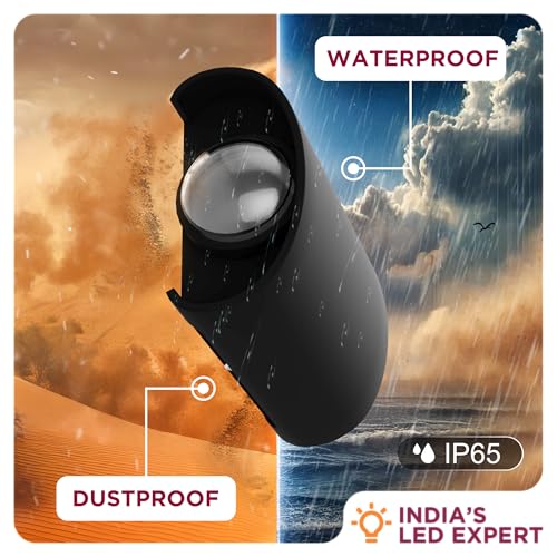 Image of GOURAV W3 Curve Waterproof LED Wall Light 2+2W | IP65 Fancy Decorative LED Lamp for Home & Outdoor Decor | 105 Lm /W Bright Wall Light for Balcony, Gate, Garden,Elevation-Warm White