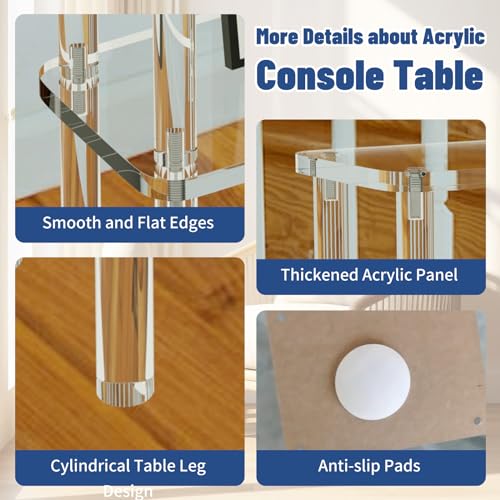 30% Off Clear Acrylic Narrow Console Table for Entryway - Image 7