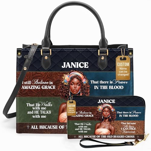 Personalized Leather Wallet for Women – Custom African Pride Clutch with Name – Elegant African Queen Gift – African American Art Wallet – Gift for Mom (I Still Believe)