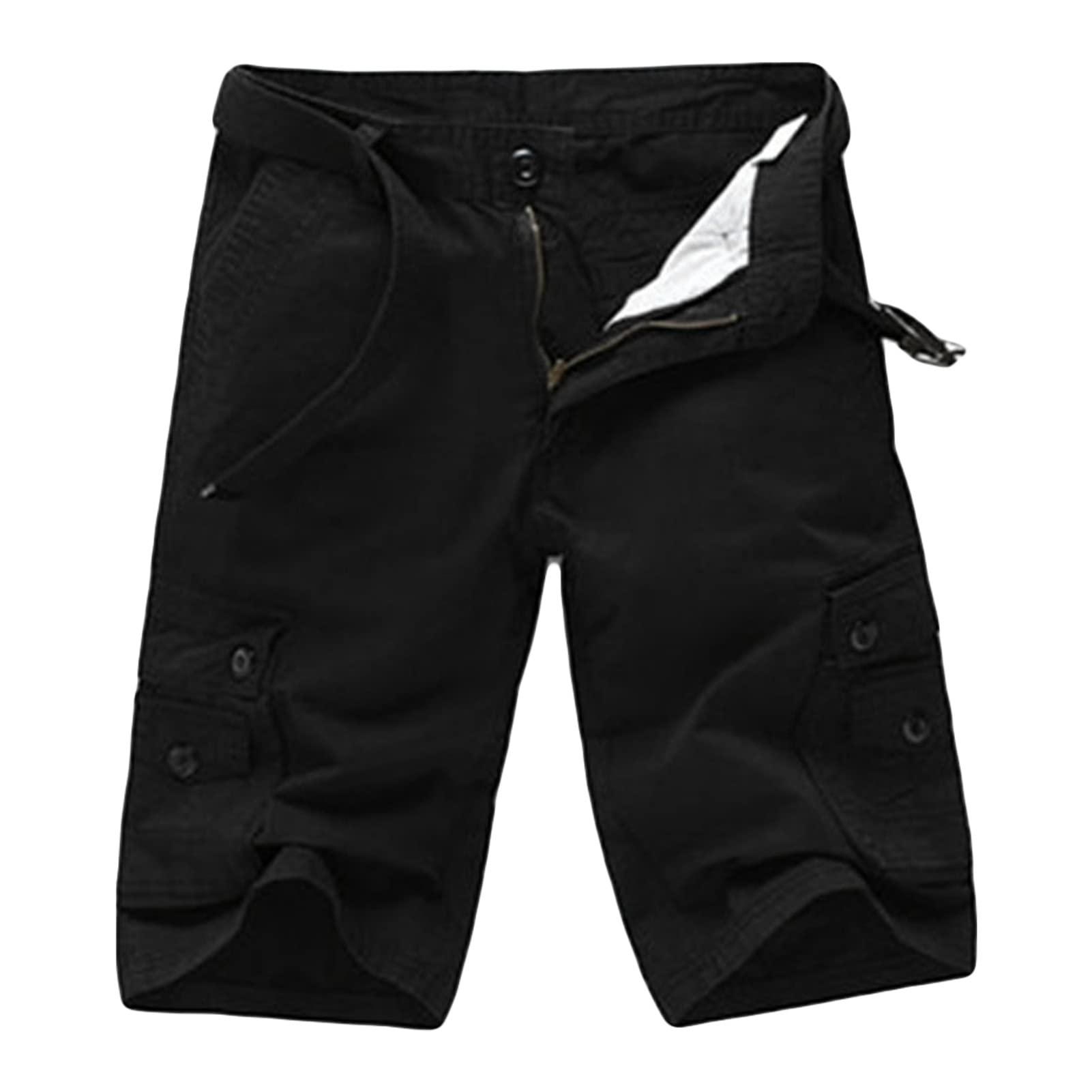 Men's Relaxed Fit Cargo Shorts Multi Pockets Tactical Outdoor Short Pants Casual Lightweight Twill Army Shorts (Black,34)
