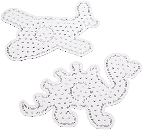 Hama - 8257 - Loisirs Créatifs - Sachet 2 Plaques pour Perles à Repasser Maxi - Dinosaure et Avion