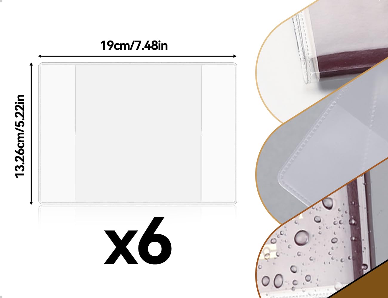 6 sztuk etui ochronnego na świadectwo szczepień, wodoodporne przezroczyste etui na paszport, ochraniacze na karty szczepień (19,2 x 13,5 cm)