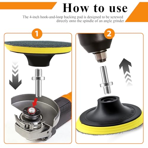 Image of 102PCS 40-800 Grits Angle Grinder Sanding Disc and Blocks 4 Inch Upgraded Hook and Loop Backing Pad (3 /8-16 Threads) and 8MM Drill Adapter with 120 /220 Sanding Blocks for Wood Metal Polishing