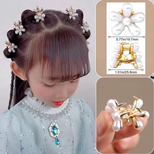 20 Pcs Small Pearl Hair Claw Clips For Women Girl, Mini Pearl Flower Claw Clips Design, Sweet Daisy Artificial Bangs Clips Decorative Hair Accessories #TOP4