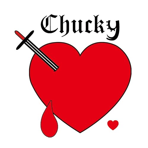 Tatuaje de corazón de Chucky de 6 hojas para novia de Chucky Heart Tatuajes temporales para adultos y niños, fiestas de disfraces de Halloween para
