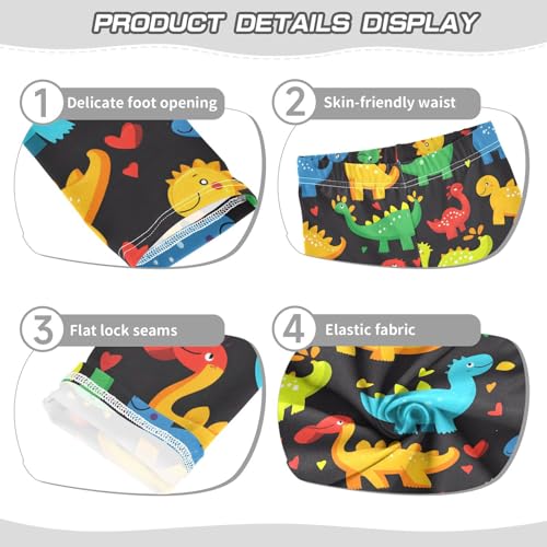 Colorful Dinosaur Girls Leggings Ultra Soft Compression Yoga Gym Pants for Kids 4-10T3