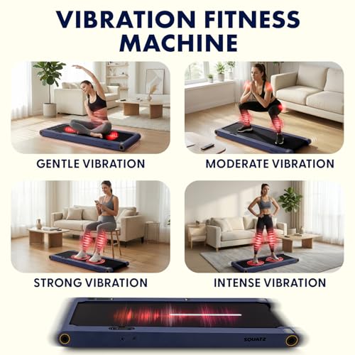Image of Squatz 2‑in‑1 Walking Pad Treadmill with Handlebar & Vibration Plates - Compact Walking Pad with LED Display, Device Holder, Quiet 1.0HP Motor & Remote for Home or Office Fitness