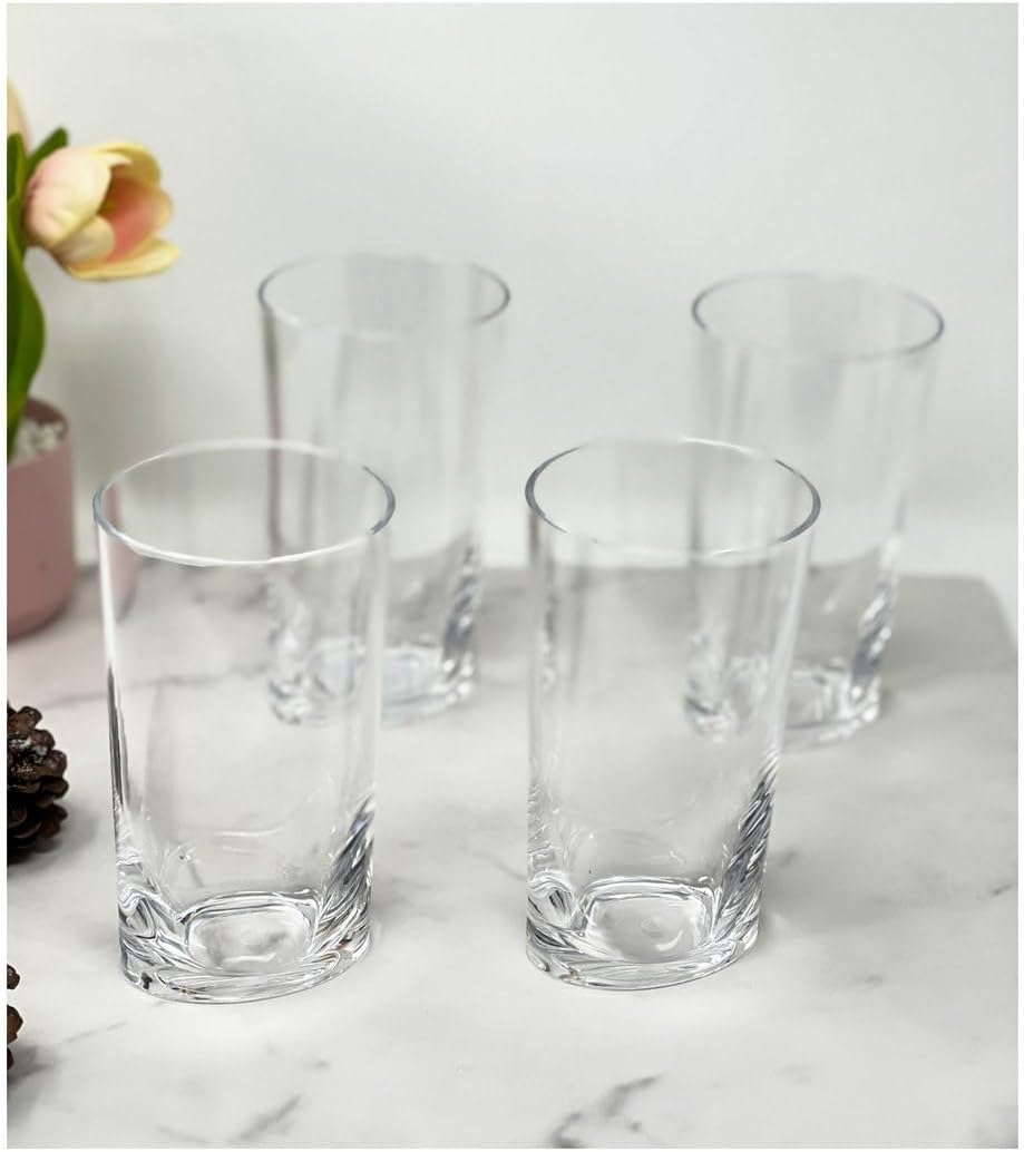 Kaimei Shatterproof Tritan Drinking Glasses Set of 4, 15oz Plastic Cocktail Glasses, Clear Dishwasher Safe