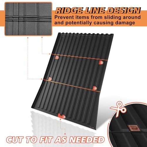 Image of TripleAliners Truck Mat Compatible with 2025 2026 Tesla Cybertruck Accessories, Truck Bed Mat Heavy Duty Custom Fit All Weather Protection TPE Pickup Liner, Corrugated Design Front Wall