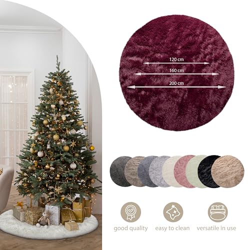 Paco Home Hochflor Teppich Rund Wohnzimmer Schlafzimmer rutschfest Shaggy Modern Flauschig Einfarbig Langflor Kunstfell, Grösse:80 cm Rund, Farbe:Weiß
