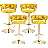 Swivel Velvet Bar Stools, Adjustable Counter Height Barstools Bar Chairs Modern Counter Stools with