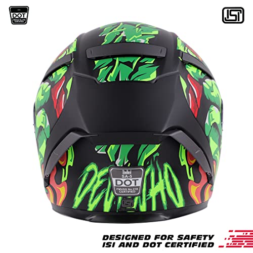 Image of Steelbird SA-5 Monster ISI /DOT Certified Full Face Graphic Helmet with Outer Anti-Fog Clear Visor