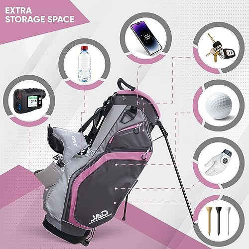JAD Lightweight Womens Golf Bag - Ultra-Light 14-Way Stand Bag (Pink/Grey) - JAD Lightweight Womens Golf Bag review Image 2