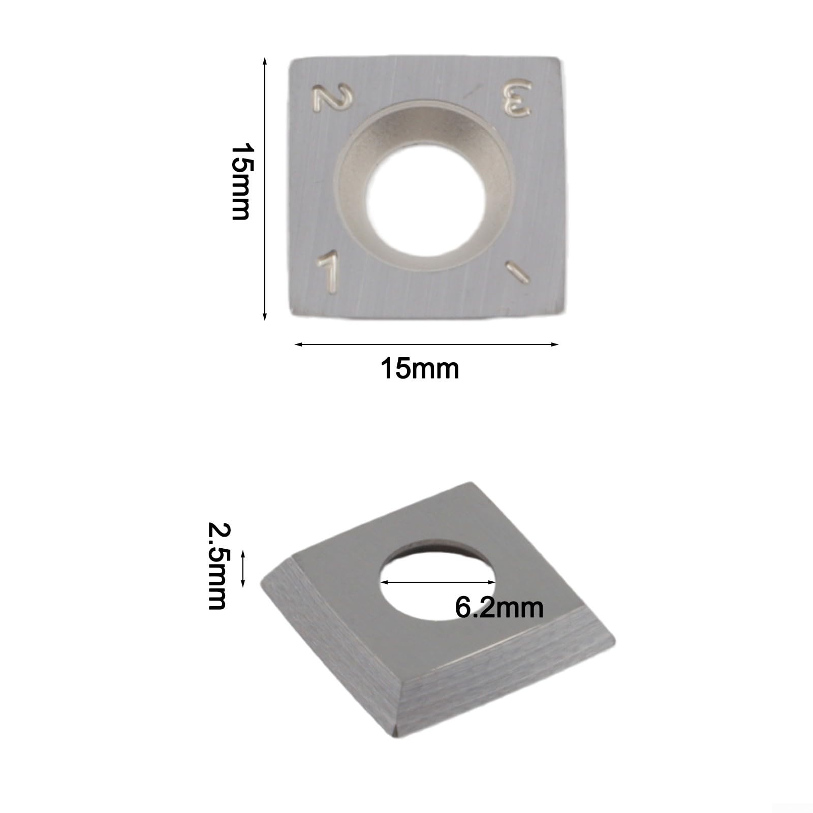 Insertos cuadrados de carburo de 15 mm Torno de madera de 4 bordes