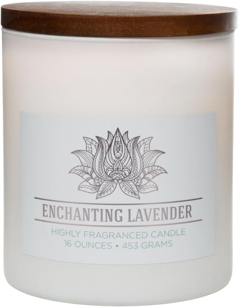 Carolina Enchanting Lavender Scented Candle, 16 oz Wellness Relaxing Aromatherapy Candle, 2 Wick White Jar Soy Blend Wax, Candles for Home, 60H Burn - Made in The USA