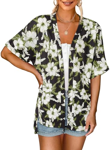 Image of MEROKEETY Women's 2026 Summer Lightweight Kimono Cardigan Short Sleeve Open Front Casual Loose Trendy Beach Cover Ups