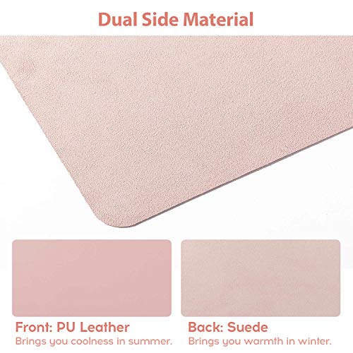 Image of Extended Mouse Pad Mat XXL Desk Pad Large Desk Mat 35.4 X 16.9 Desk Blotter Writing Pad for Laptop /Office /Home, PU Leather Waterproof +Suede Non-Slip 90 x 43cm (Pink)