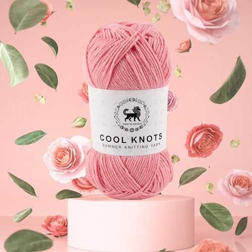 Image of NESTNHAVEN Polyester Cool Knots, Hand Knitting Yarn (1 Yarn Ball 100g) - Luxury Thread For Crochet, Amigurumi, Embroidery, Toys, Garments, Flowers and Hobby Projects (Baby Pink)