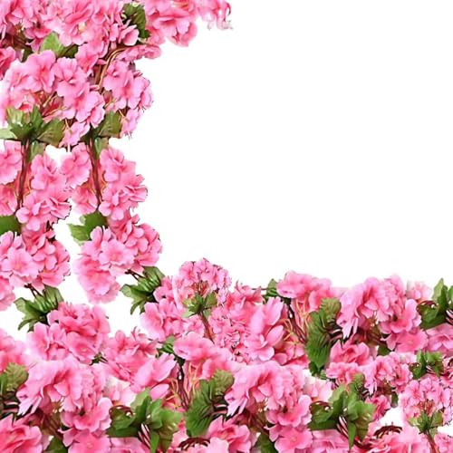 2X Guirlandes de Fleurs de Cerisier Artificielles 2.4m – 135 Fleurs en Soie, Décoration Suspendue pour Mariage, Maison, Jardin, Fête, Mur