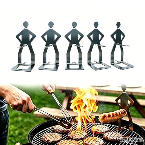 Funny BBQ Man Hot Dog Holders Reusable Stainless Steel Sausage Stands Portable Hot Dog Roasters Barbecue Grill Accessories for Camping & Party Gifts