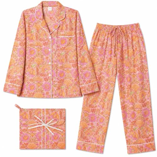 Image of Huar Cotton Pajamas Set for Women - Luxurious Cotton Womens Pajama Sets - Comfortable Christmas PJ Set, Breathable & Light Pj