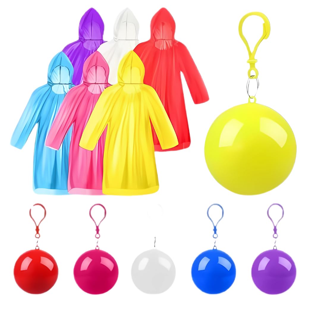 Emergency Rain Poncho, Disposable Waterproof Raincoat with Hood, Foldable Ball Design with Keychain, Unisex Free Size, Clear,Pack of 2-image-12
