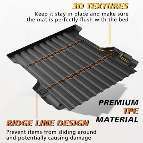 Image of TripleAliners Truck Mat Compatible with 2015-2022 Chevy Colorado /GMC Canyon 5FT Accessories, Truck Bed Mat Heavy Duty Custom Fit All Weather Protection TPE Pickup Liner
