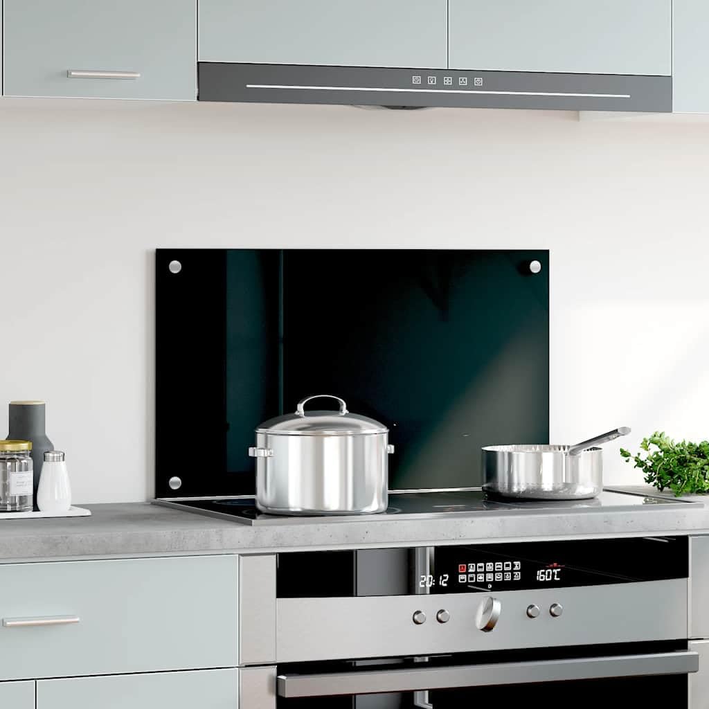 Paraschizzi per Cucina Nero 70x40 cm in Vetro Temperato, Casa e Giardino,Cucina e Pranzo,Strumenti e Utensili Cucina, 4.81kg-249481