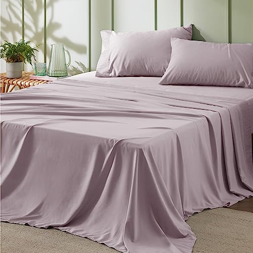 Image of Bedsure Full Size Bed Sheets - 4 Pieces Soft Full Sheet Set - Breathable & Cooling - Hotel Luxury - Easy Care Polyester Microfiber Bedding for Women, Men, Pink Mocha