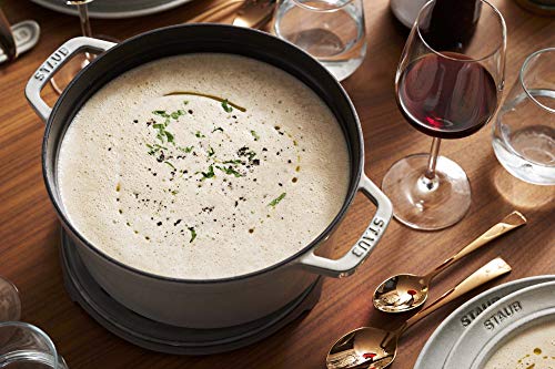 Image of Staub Cast Iron 5.5-qt Round Cocotte - White Truffle, Made in France
