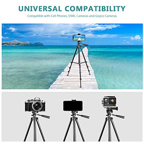 Handy Stativ, ZETONG 127cm Smartphone Stativ mit Fernauslöser and Halterung Dreibeine Stative Fotostativ für iPhone/Galaxy/Huawei Leichtes Kamera Schwarz – Bild 5