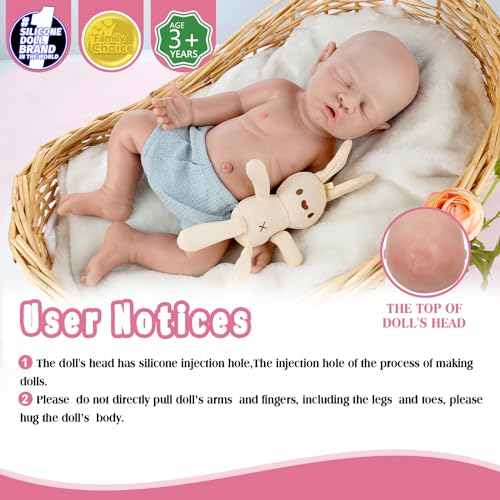 Vollence 46cm Schlafende Silikon Reborn Baby Puppe,Realistische Puppe, Ideal für Sammler und Kinder - Junge – Bild 3