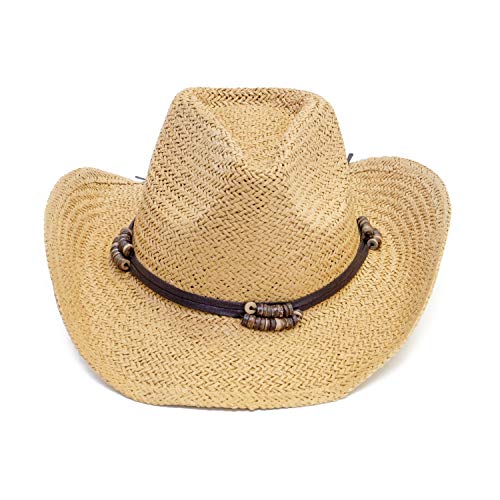 Old Stone Straw Cowboy Cowgirl Hat For Men/Women Unisex Summer Winter Wide Brim Sun Hat Dallas Western Style For Safari Fishing Beach Golf Hiking Multipurpose,Chloe Light Brown #TOP1