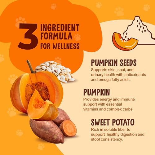 Image of Pumpkin Powder for Dogs - High Fiber Digestive Support with Pumpkin & Sweet Potato - Relieves Diarrhea, Constipation, Upset Stomach - Food Topper or Mix with Water - 8 oz