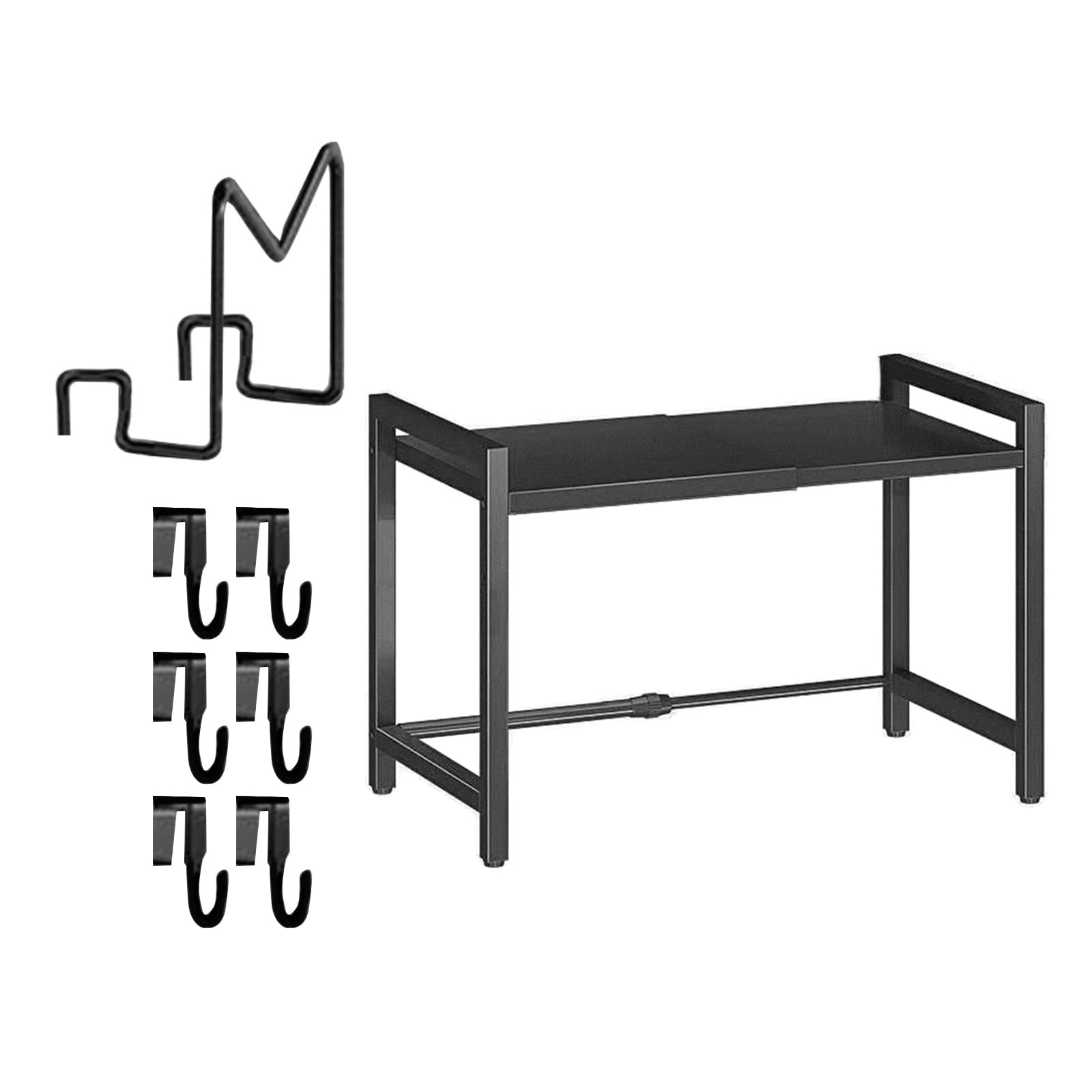 carotoe Microwave Stand with Expandable Designs Kitchen Counter Organizers with Hooks Carbon Steel Constructions Carbon Steel Shelf
