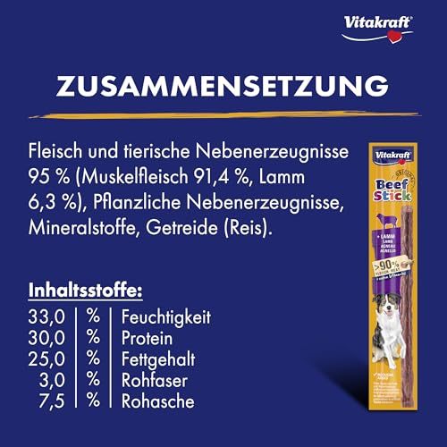 Vitakraft Beef Stick Original, Hundeleckerli, Fleischstick vom Lamm, Hunde Trainingsleckerli, ohne Zusatz von Zucker (50x 12g) – Ansicht 5
