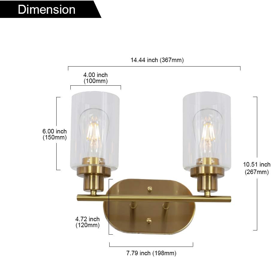 Best Cyber Deals 🔥 VINLUZ 2 Light Brass Wall Sconces Bathroom Light Crazy Deals VINLUZ 2 Light Brass Wall Sconces Bathroom Light