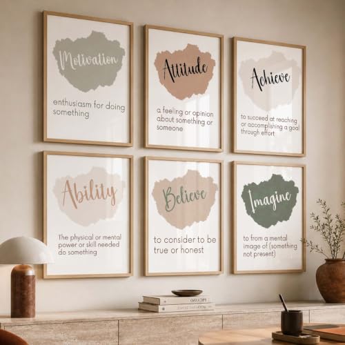 Image of kotart Quote wall Paintings with Frame for Home Decoration - Painting for Living Room Bedroom Office Wall hanging frames Set of 6 Multicolo (13x17 inch, A)