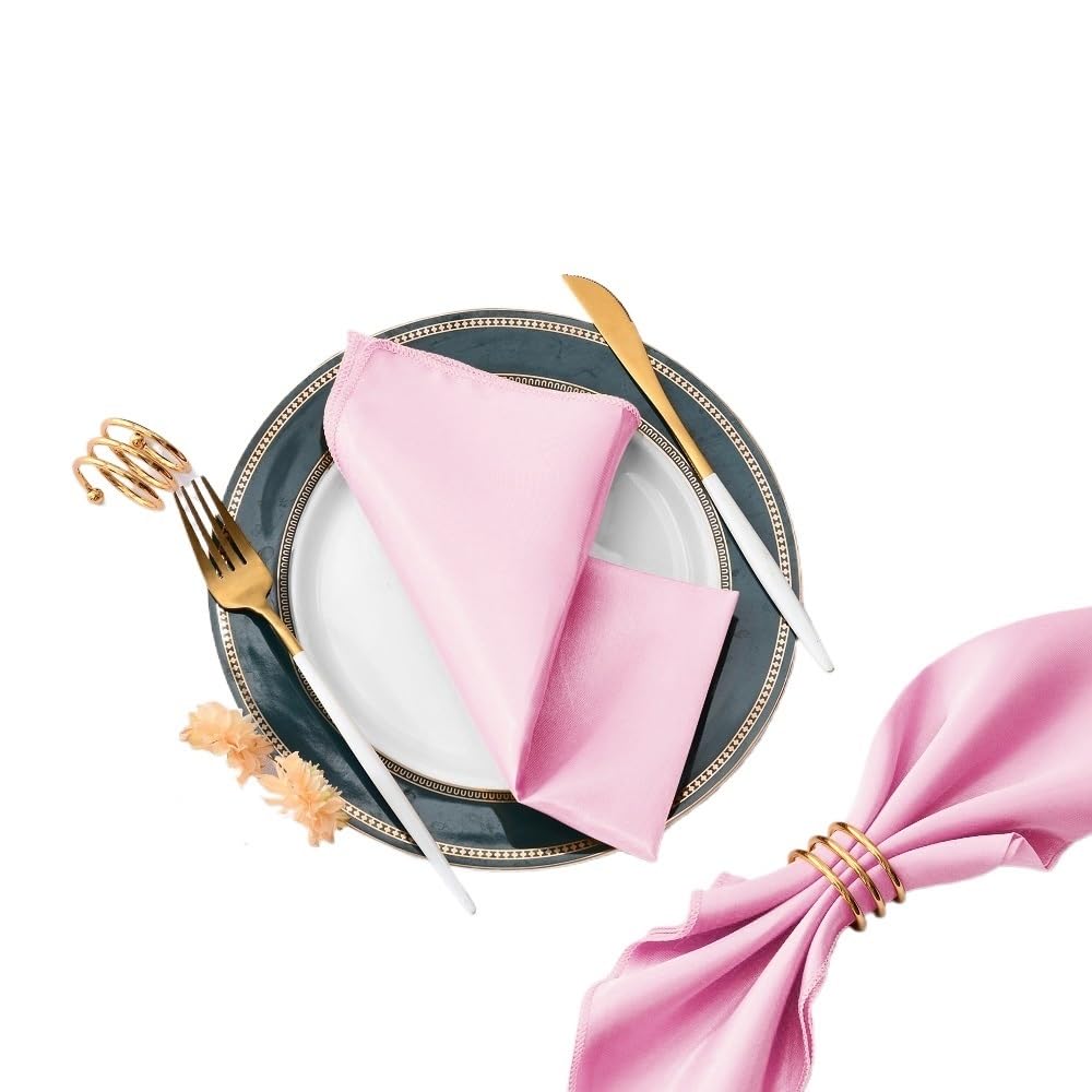 Cloth Dinner Table Napkins, Satin Dinner Napkins Multicolor 50 Pcs(Pink)