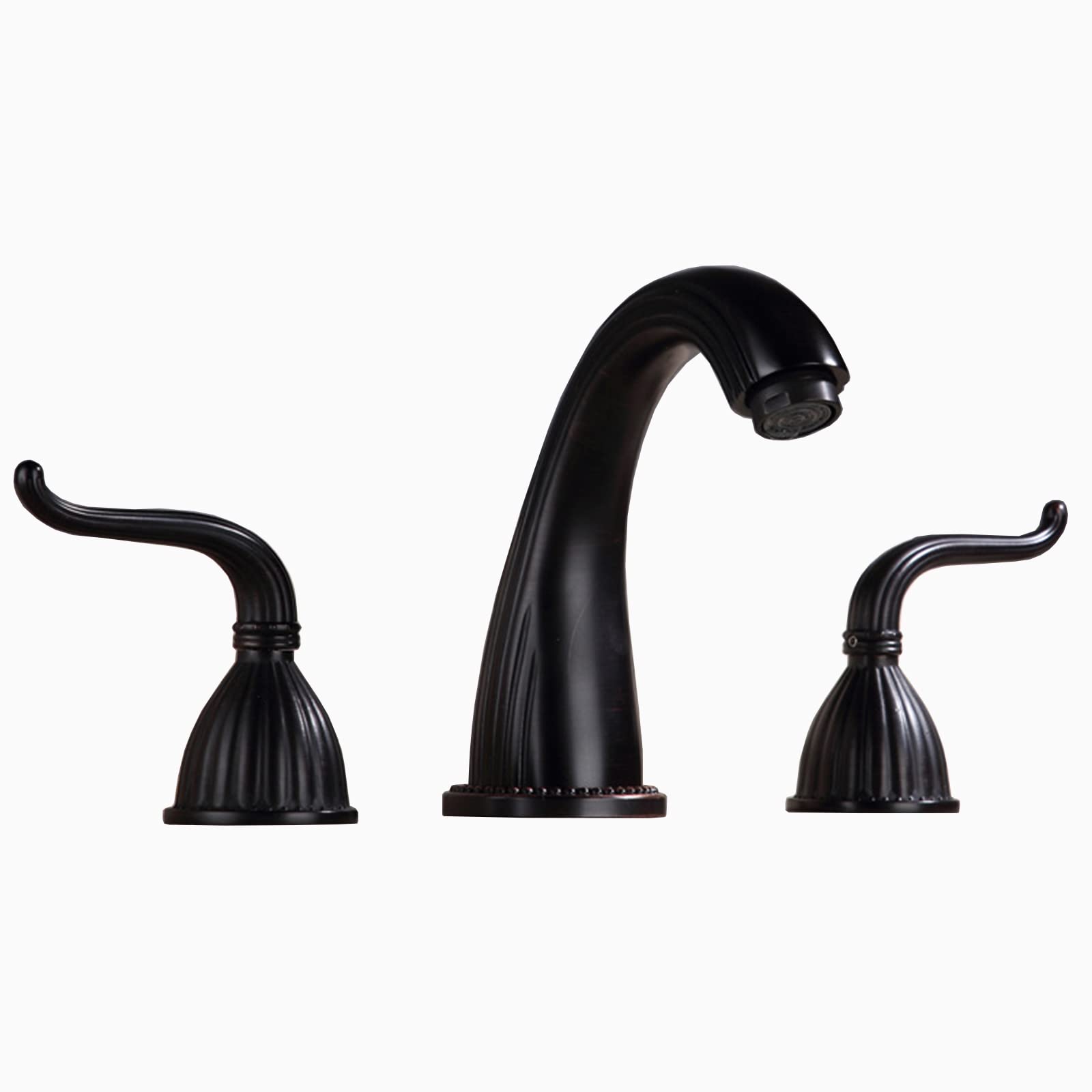 Robinet de salle de bain en laiton 8 pouces mitigeur lavabo trois trous rétro noir
