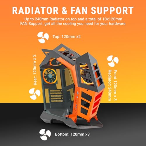 Image of Ant Esports Cypher G3 Mid-Tower ATX Computer Case /Gaming Cabinet - Black-Orange | Support ATX, Micro-ATX, Mini-ITX | Pre-Installed 5 ARGB-PWM Remote Controlled Fans