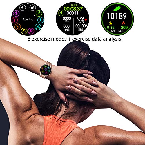 Smartwatch, 1,2-Inch Volledig Aanraakscherm, Vrouwelijk Bluetooth-Waterdicht Horloge Met Meerdere Sportmodi, Gezondheidscontrole, Compatibel Met Ios En Android,A - Afbeelding 6