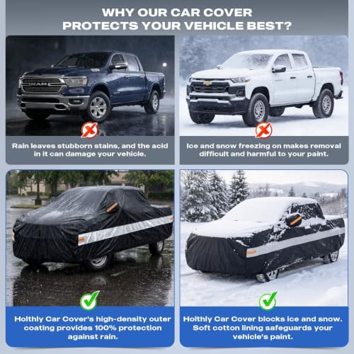 Image of 10 Layers Truck Cover Waterproof All Weather Custom Fit for Jeep Gladiator(2019-2026), Outdoor Full Exterior Pickup Car Cover for Automobiles Sun Rain Snow Ice Protection. Black